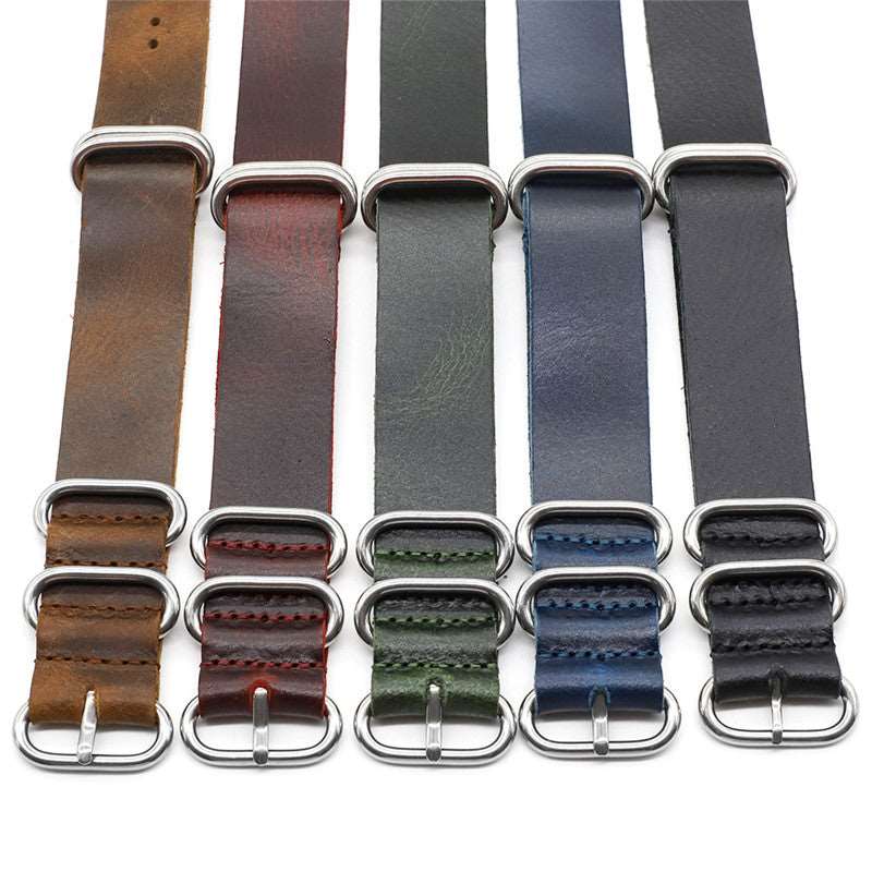 Premium Klockarmband av Högkvalitativt Läder och 5 Ringar