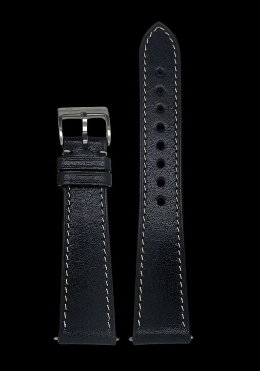 ALATO® Babele + Zermatt Klockarmband av Italienskt Top-Grain Kalvskinn med Quickrelease Svart - Svart / 20 mm - Armband