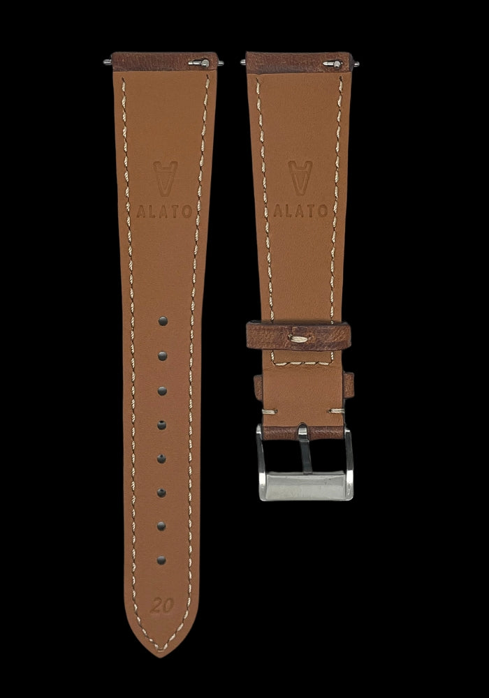 ALATO® Badalassi + Zermatt Klockarmband av Italienskt Top-Grain Kalvskinn med Quickrelease - Chestnut / 20 mm - Armband