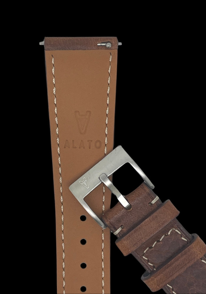 ALATO® Badalassi + Zermatt Klockarmband av Italienskt Top-Grain Kalvskinn med Quickrelease - Chestnut / 20 mm - Armband
