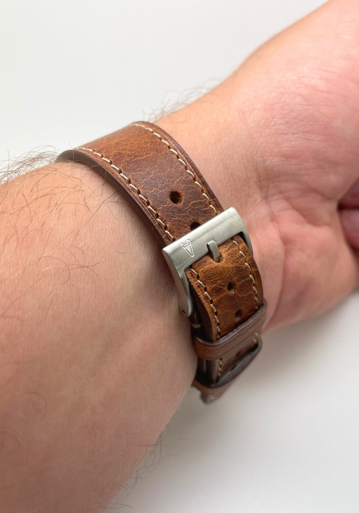 ALATO® Badalassi + Zermatt Klockarmband av Italienskt Top-Grain Kalvskinn med Quickrelease - Chestnut / 20 mm - Armband