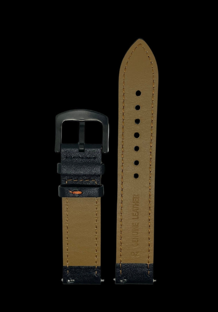 Premium Klockarmband i Racing stil av Läder med Quickrelease 20mm - Svart / 20mm - Armband