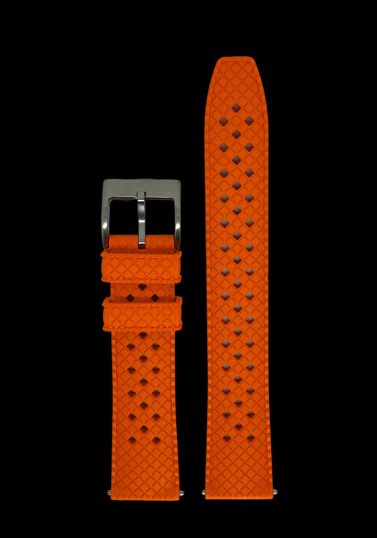 Premium Orange Klockarmband av FKM Gummi med Quickrelease 20mm - Orange / Rostfritt stål / 20 mm - Armband