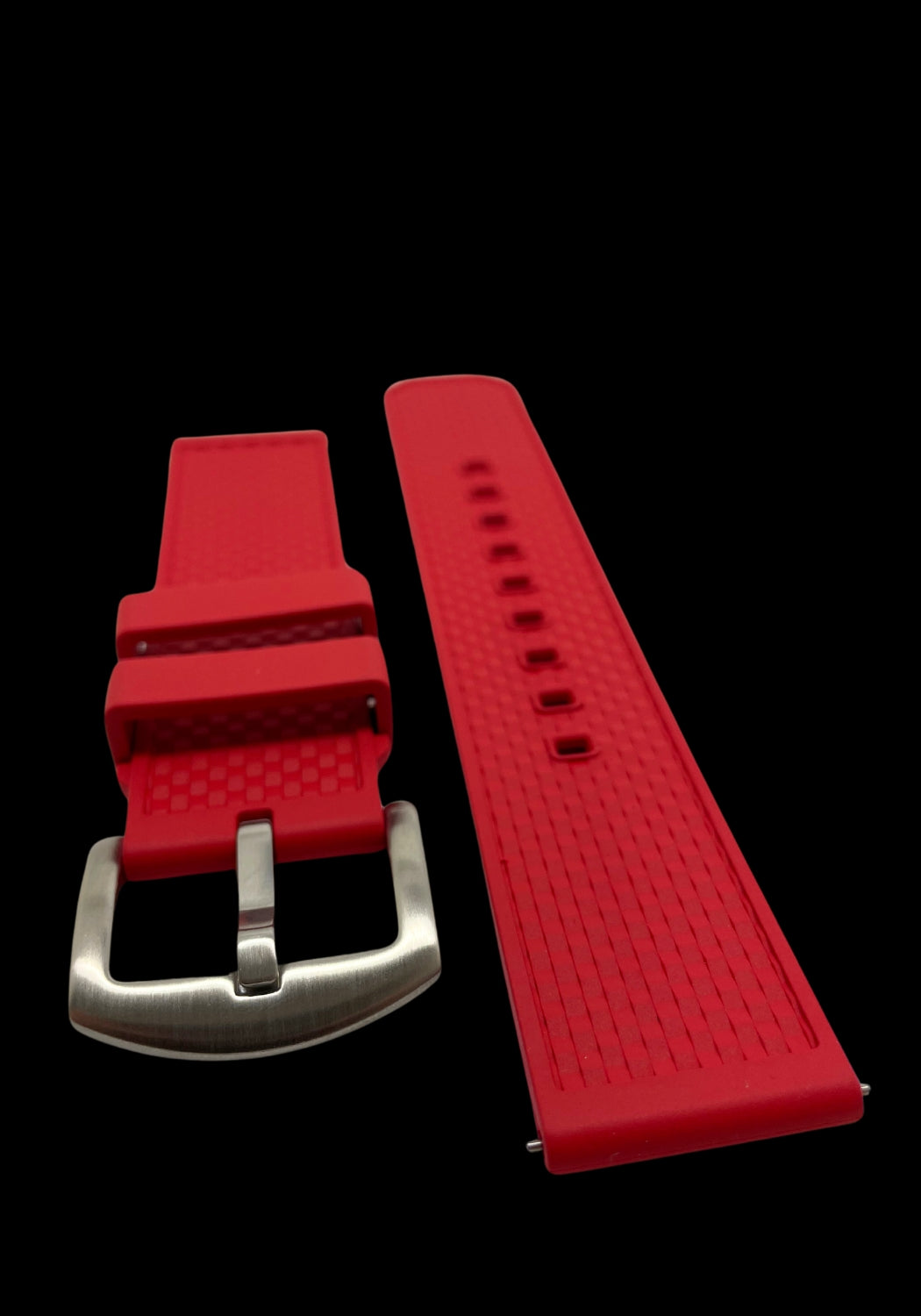 Premium Rött Klockarmband av FKM Gummi med Quickrelease 22mm - Röd / Rostfritt stål / 22 mm - Armband