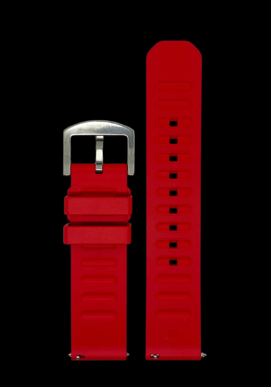 Premium Rött Klockarmband av FKM Gummi med Quickrelease 22mm - Röd / Rostfritt stål / 22 mm - Armband