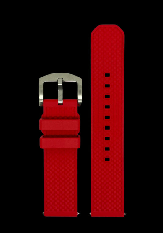 Premium Rött Klockarmband av FKM Gummi med Quickrelease 22mm - Röd / Rostfritt stål / 22 mm - Armband