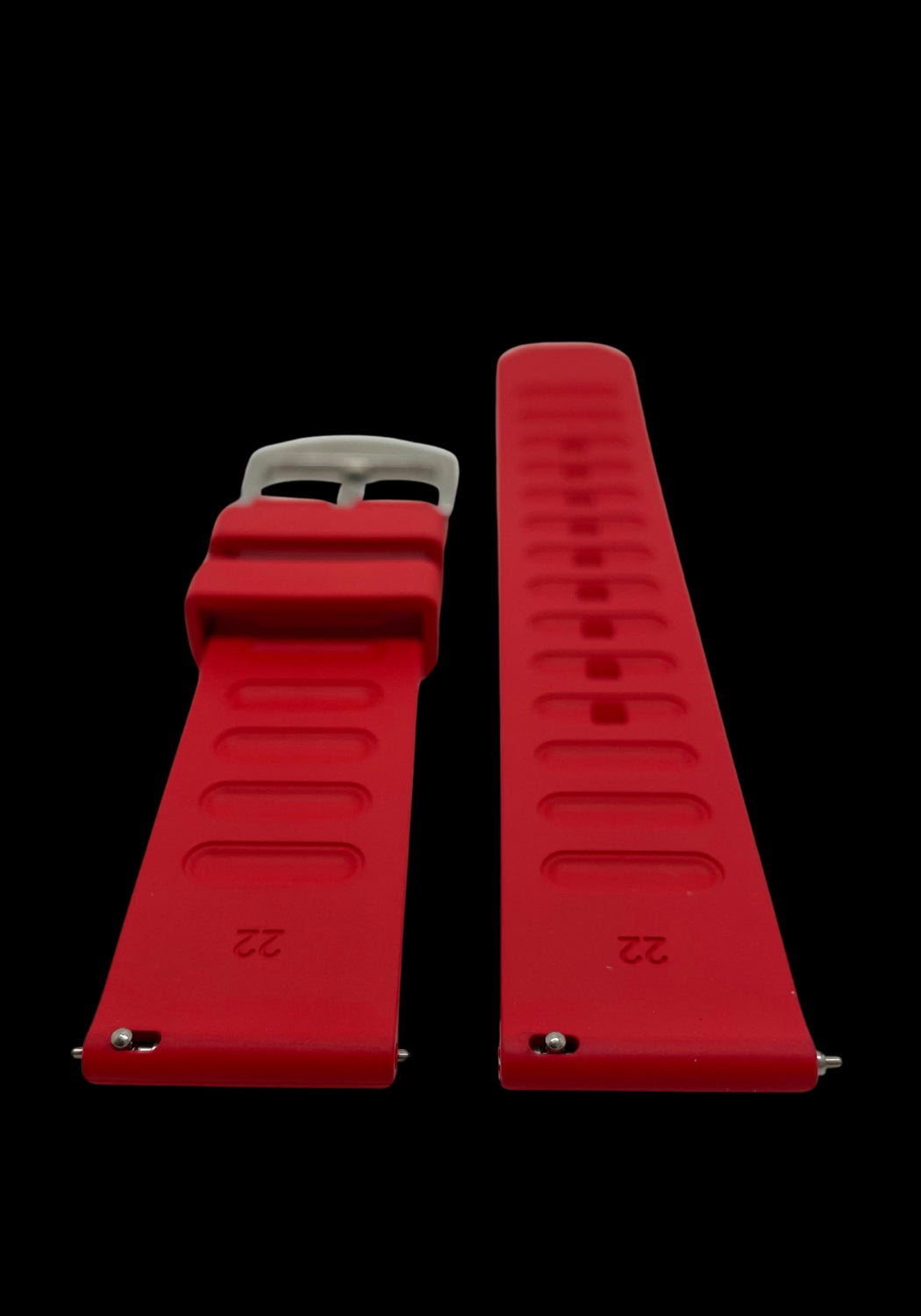 Premium Rött Klockarmband av FKM Gummi med Quickrelease 22mm - Röd / Rostfritt stål / 22 mm - Armband