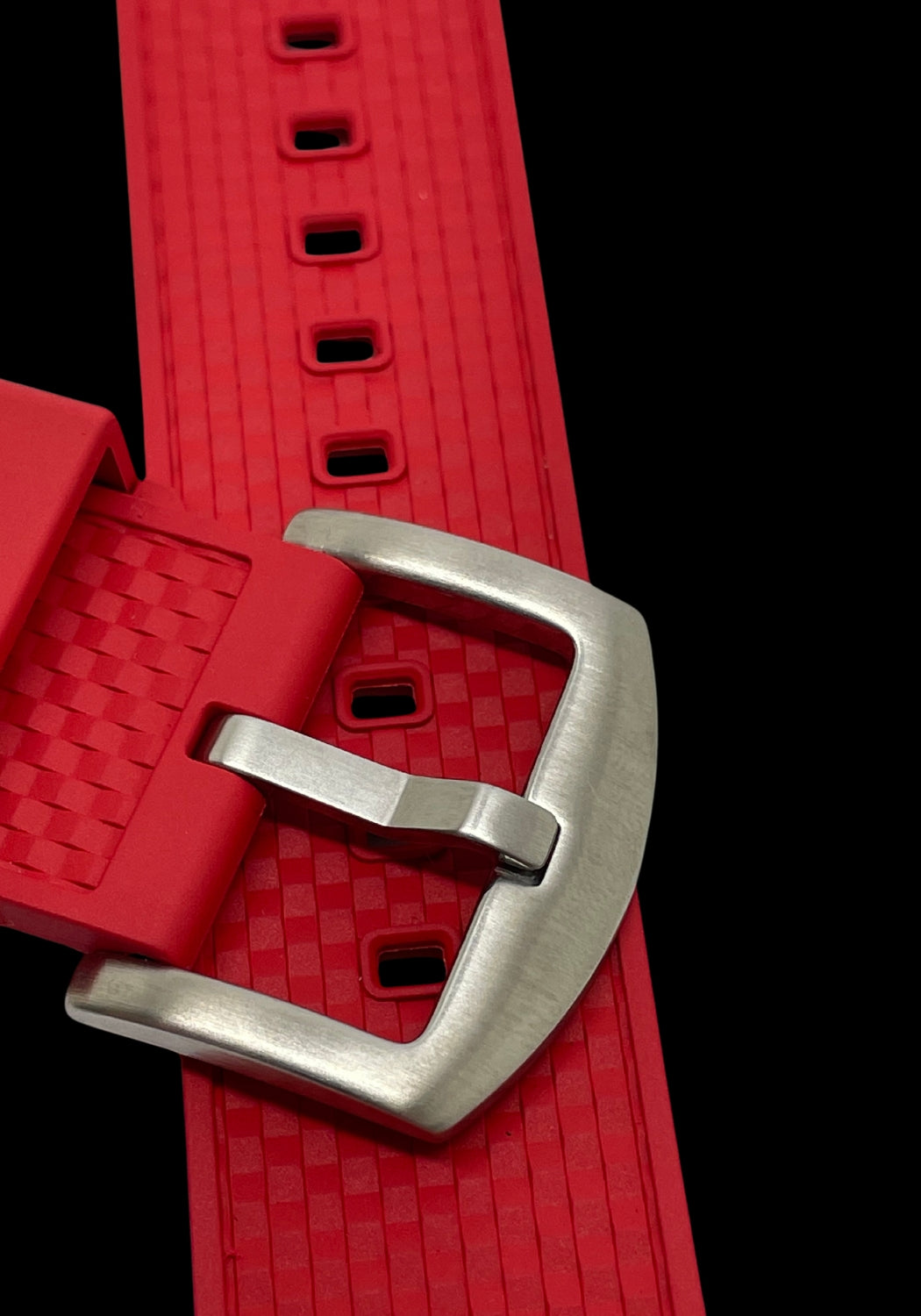 Premium Rött Klockarmband av FKM Gummi med Quickrelease 22mm - Röd / Rostfritt stål / 22 mm - Armband