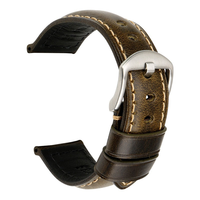 Premium Klockarmband av Italienskt Läder i Robust Oljevaxad stil