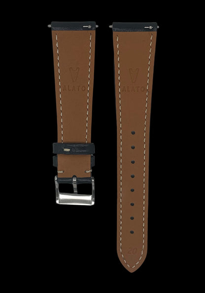 ALATO® Babele + Zermatt Klockarmband av Italienskt Top-Grain Kalvskinn med Quickrelease Svart - Svart / 20 mm - Armband