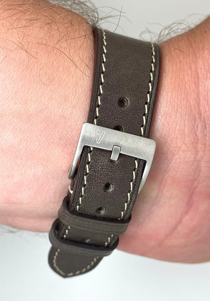 ALATO® Babele + Zermatt Klockarmband av Italienskt Top-Grain Kalvskinn med Quickrelease Mocha - Mocha / 20 mm - Armband
