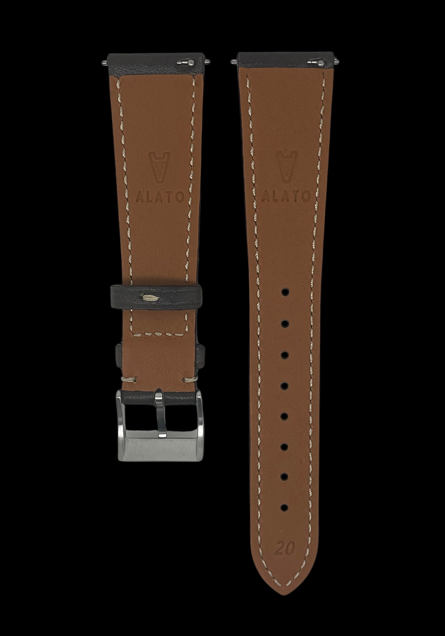 ALATO® Babele + Zermatt Klockarmband av Italienskt Top-Grain Kalvskinn med Quickrelease Mocha - Mocha / 20 mm - Armband