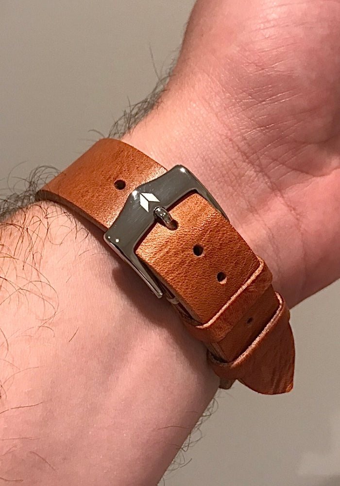 Vintage Klockarmband av Italienskt Läder i Premium Kvalitet 20mm Mahogney