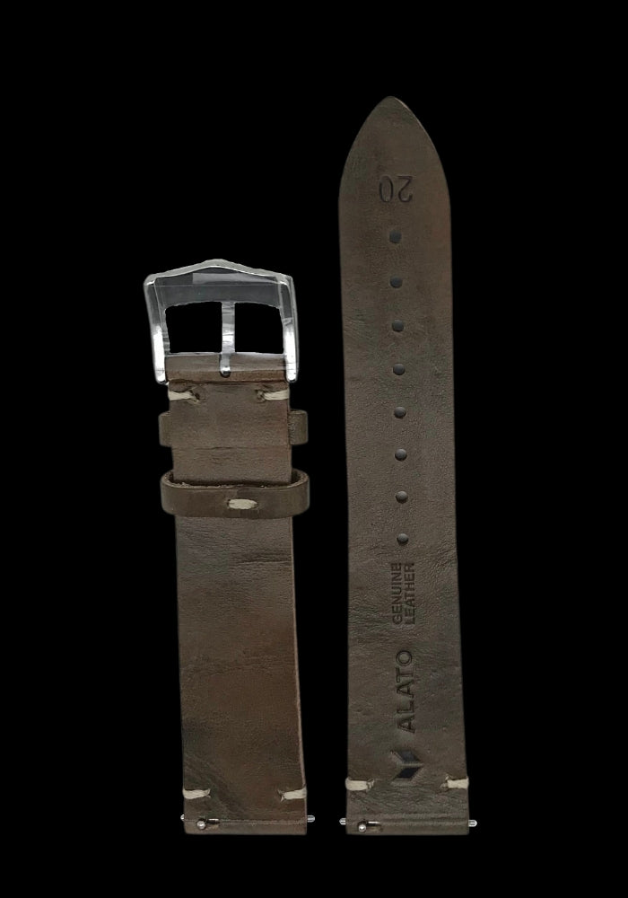 ALATO® Vintage Klockarmband av Italienskt Top-Grain Läder i Premium Kvalitet med Quickrelease 20mm