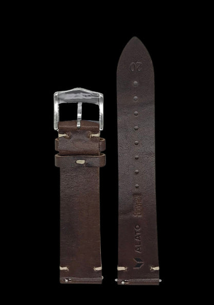 ALATO® Vintage Klockarmband av Italienskt Top-Grain Läder i Premium Kvalitet med Quickrelease 20mm