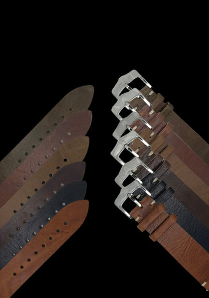 ALATO® Vintage Klockarmband av Italienskt Top-Grain Läder i Premium Kvalitet med Quickrelease 20mm