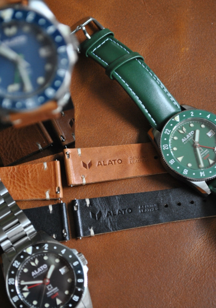 Vintage Klockarmband av Italienskt Läder i Premium Kvalitet 20mm Mahogney