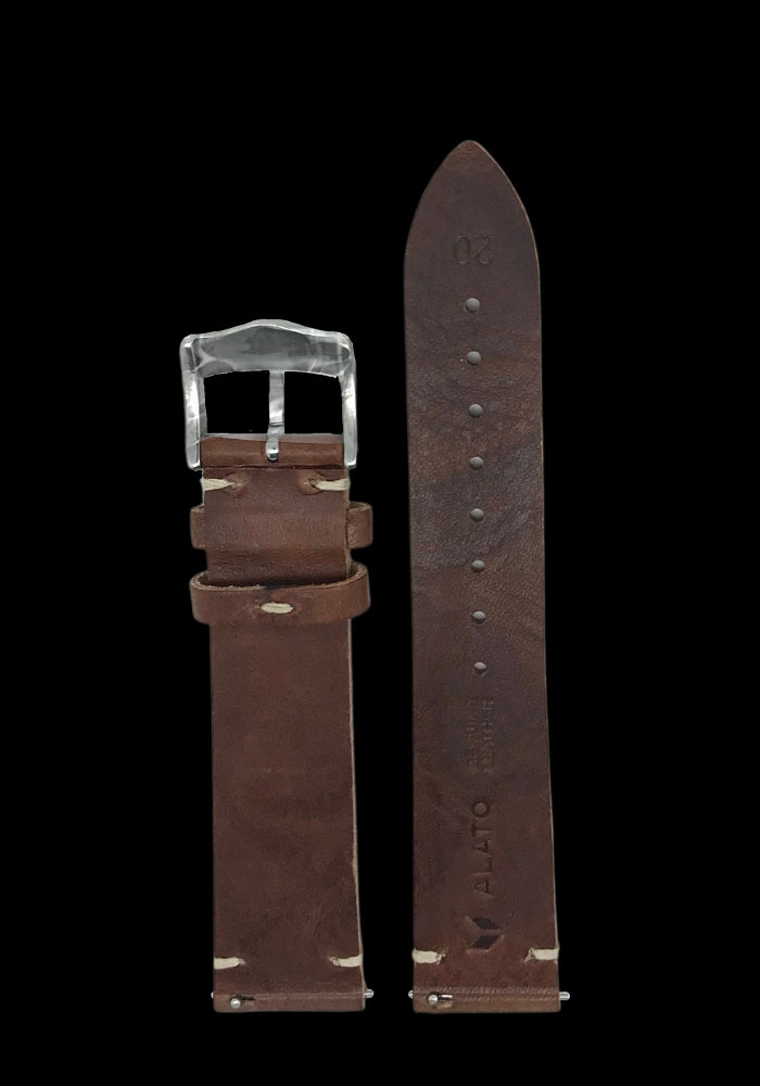 ALATO® Vintage Klockarmband av Italienskt Top-Grain Läder i Premium Kvalitet med Quickrelease 20mm