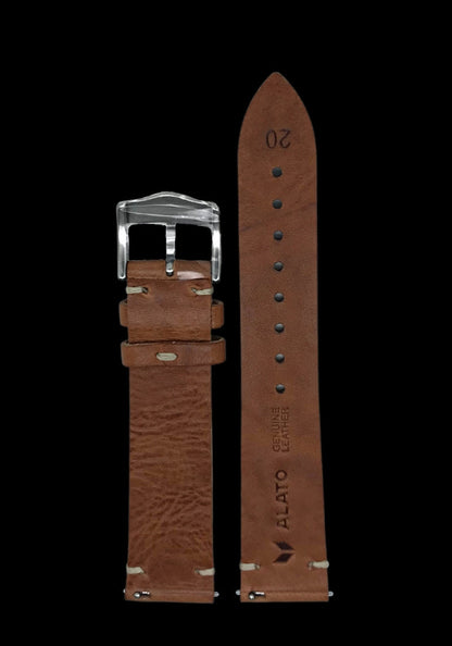 ALATO® Vintage Klockarmband av Italienskt Top-Grain Läder i Premium Kvalitet med Quickrelease 20mm