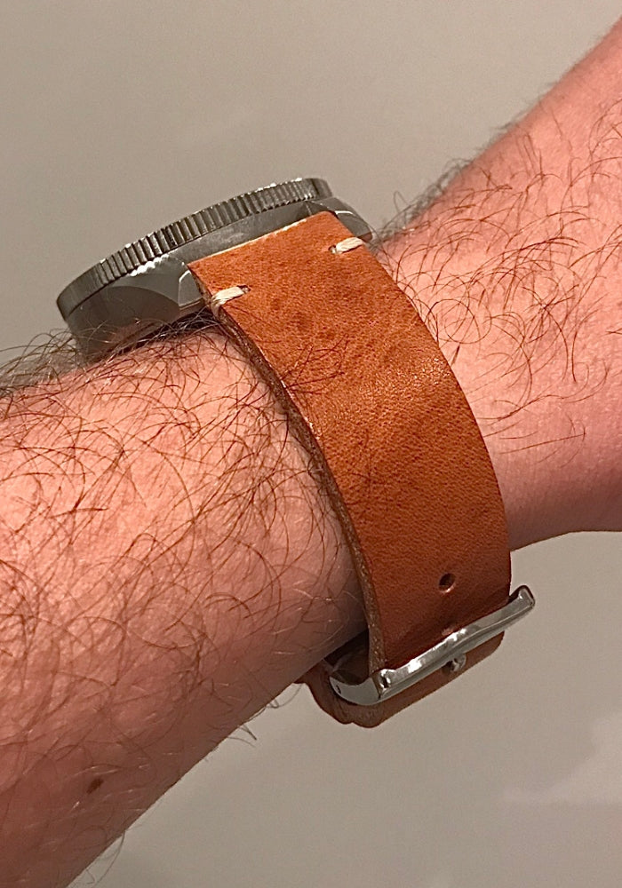Vintage Klockarmband av Italienskt Läder i Premium Kvalitet 20mm Mahogney