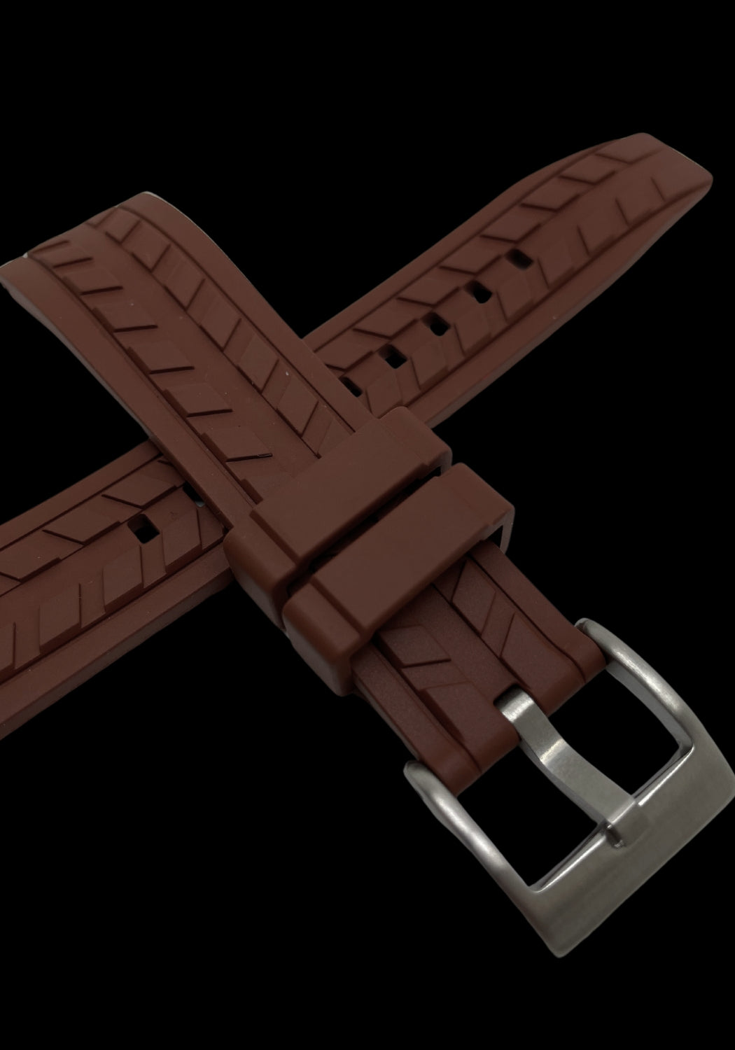 Premium Brun Klockarmband av FKM Gummi med Quickrelease 20mm - Brun / Rostfritt stål / 20 mm - Armband
