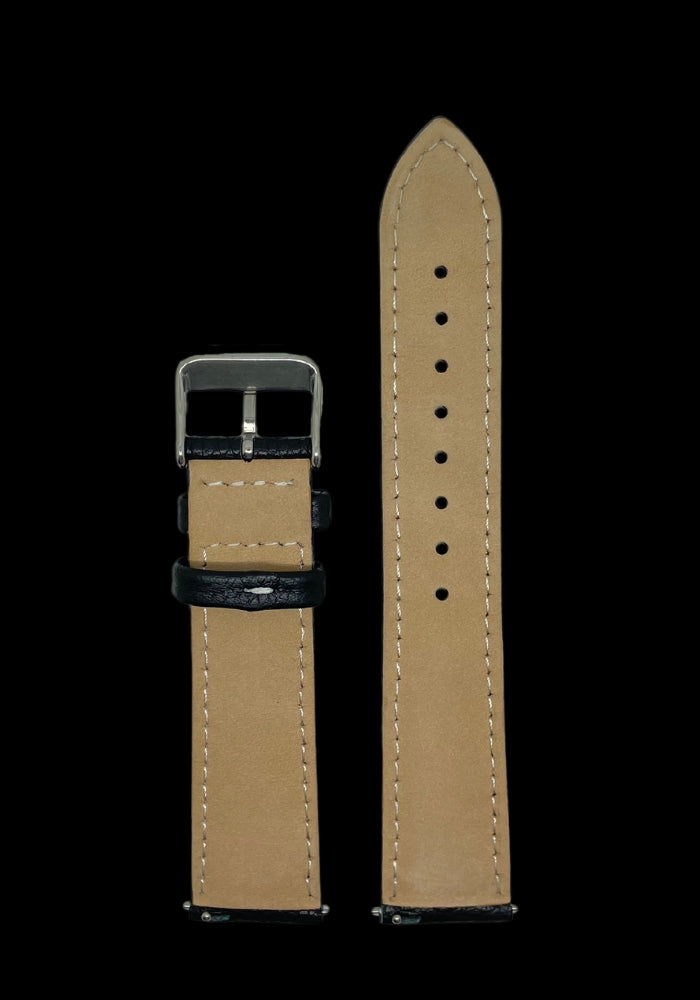 Premium Klockarmband i Klassisk stil av Läder med stoppning och Quickrelease 20mm - Svart / 20mm - Armband