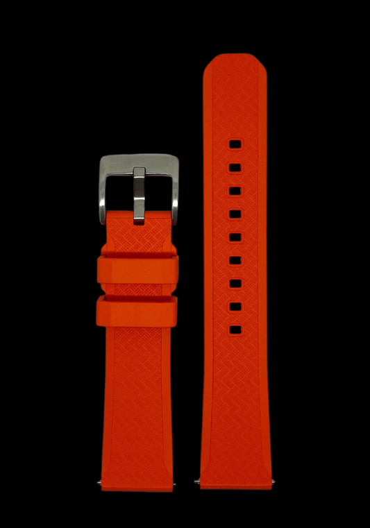 Premium Orange Textur Klockarmband av FKM Gummi med Quickrelease 20mm - Orange / Rostfritt stål / 20 mm - Armband