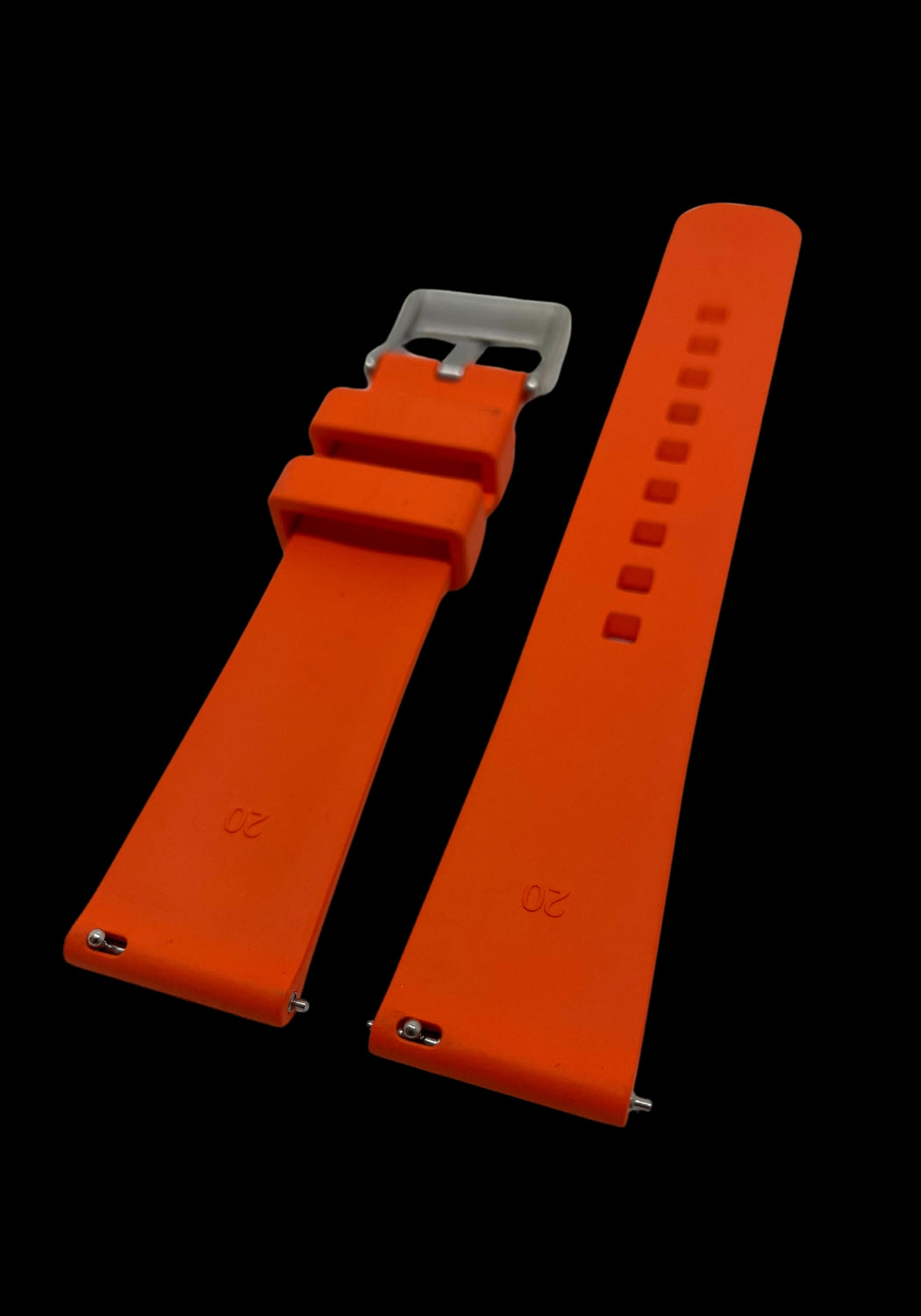 Premium Orange Textur Klockarmband av FKM Gummi med Quickrelease 20mm - Orange / Rostfritt stål / 20 mm - Armband
