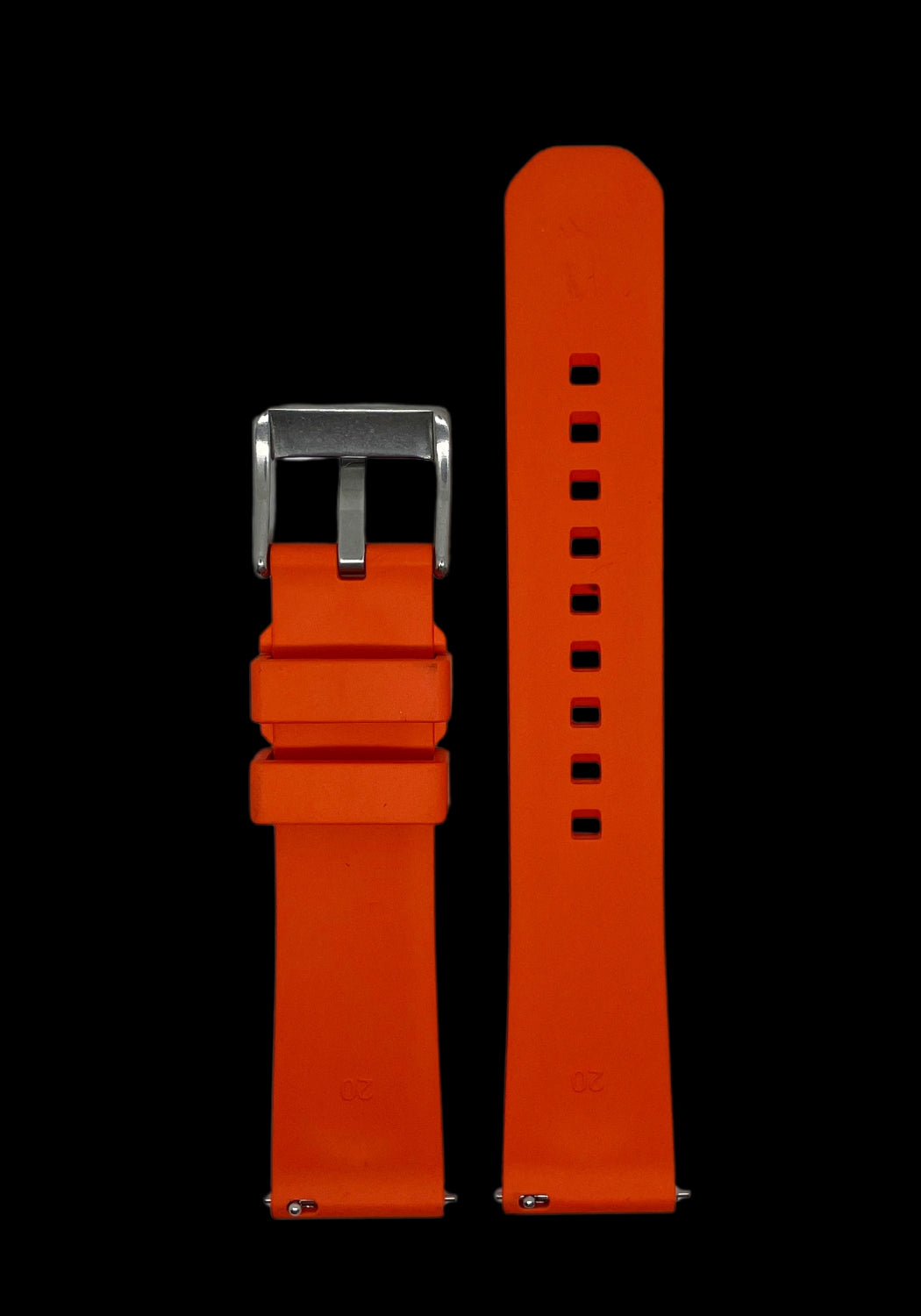 Premium Orange Textur Klockarmband av FKM Gummi med Quickrelease 20mm - Orange / Rostfritt stål / 20 mm - Armband
