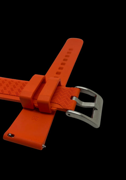 Premium Orange Textur Klockarmband av FKM Gummi med Quickrelease 20mm - Orange / Rostfritt stål / 20 mm - Armband