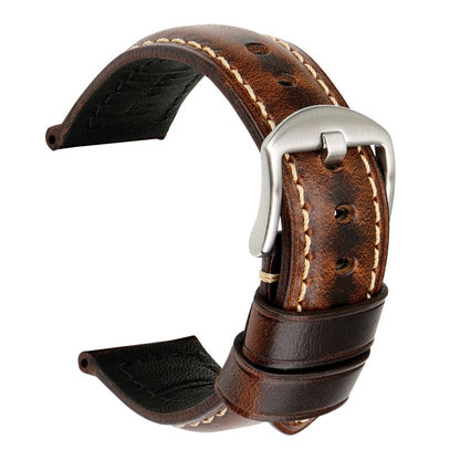 Premium Watch Strap Made of Italian Leather in Robust Oil Waxed Style